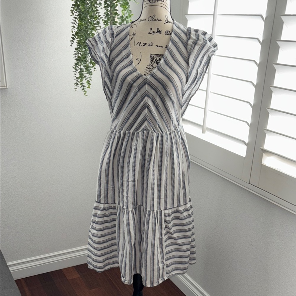 Calson Striped V-Neck Dress